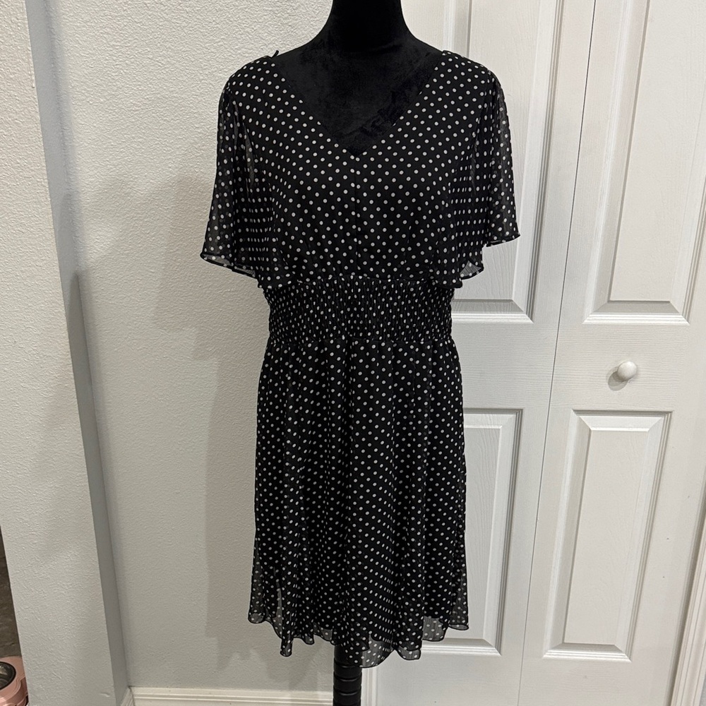 Elegant Black and White Polka Dot Mini Dress
